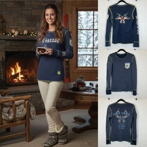 Alp N Rock Gstaad Apres Ski Reversible Base Layer in Blue size Medium (Size 2/3)